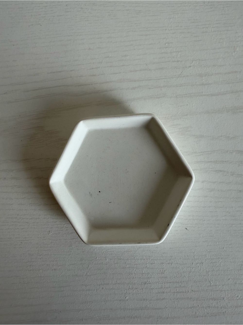 Minimal White Hexagon Ceramic Ring Dish Neutral Home Accent